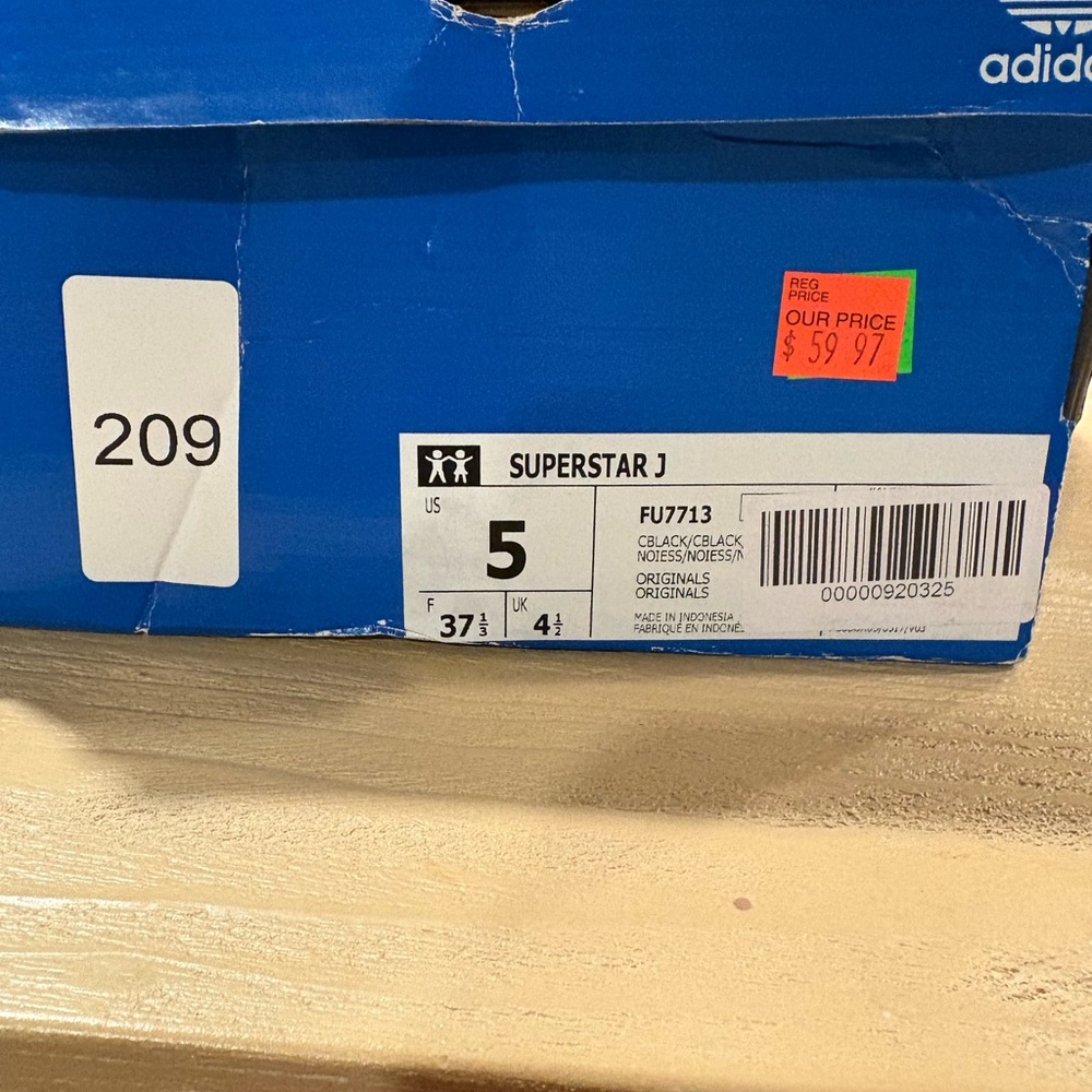 New in box Adidas Triple Black Superstar Sneakers - Picture 4 of 6